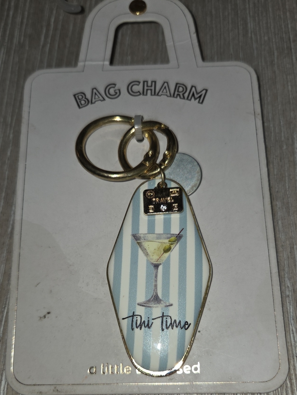 Tini Time Blue Striped Martini Bag Charm by A Little Obsessed